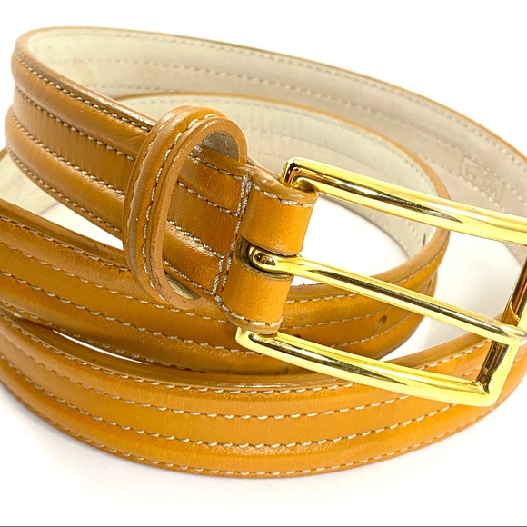 WCM New York Accessories - Vtg WCM NY Leather Belt Rare Yellow Gold XL 32-36”